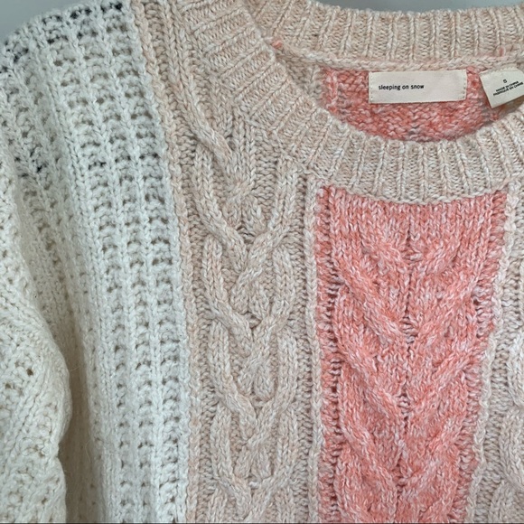Anthropologie cream and pink knit sweater - Picture 3 of 7